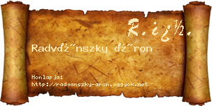 Radvánszky Áron névjegykártya